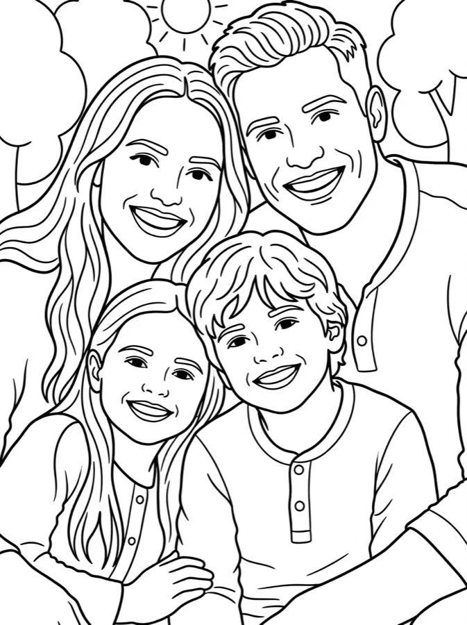 Coloring page made from a family photo