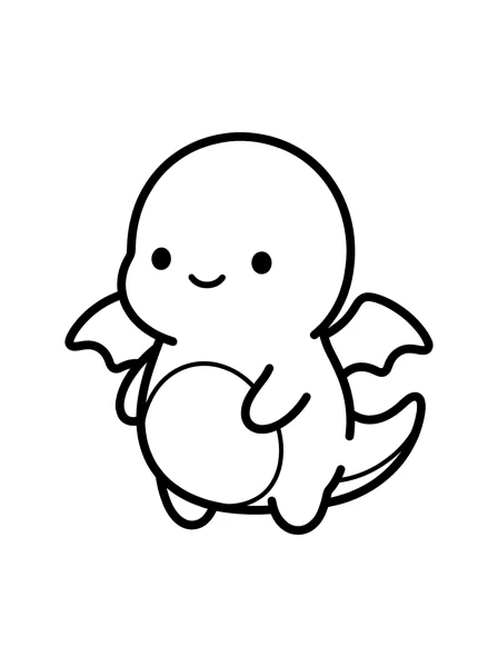 Coloring page of a baby dragon