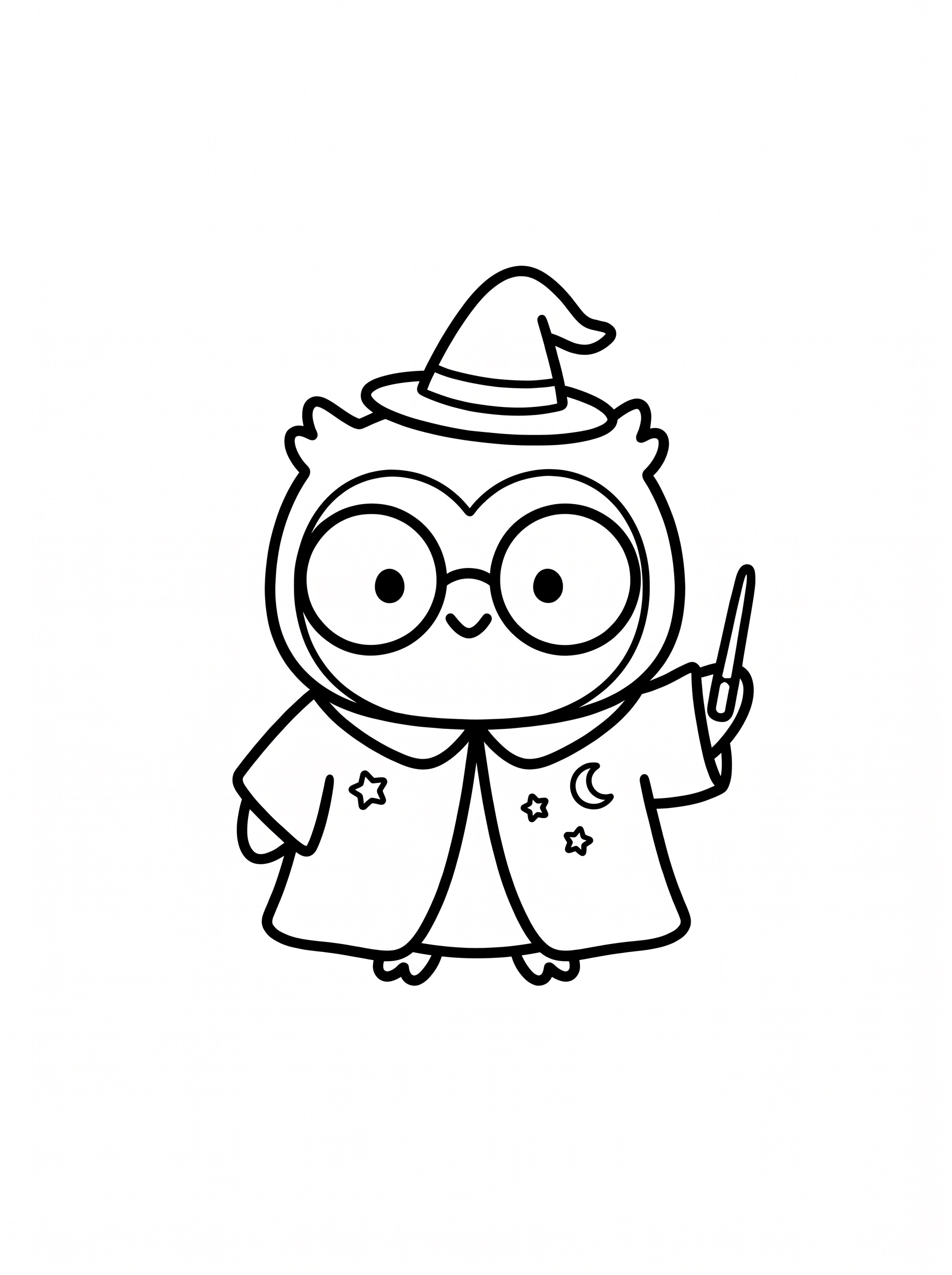 魔法使いのフクロウの塗り絵