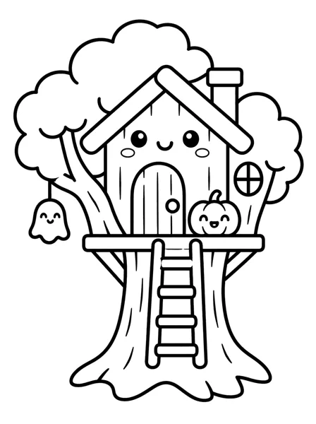 Haunted house 3 coloring page